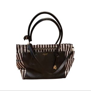 HENRI BENDEL West 57th Stripes Nylon/ Leather Large Diaper Baby Bag Satchel Tote
